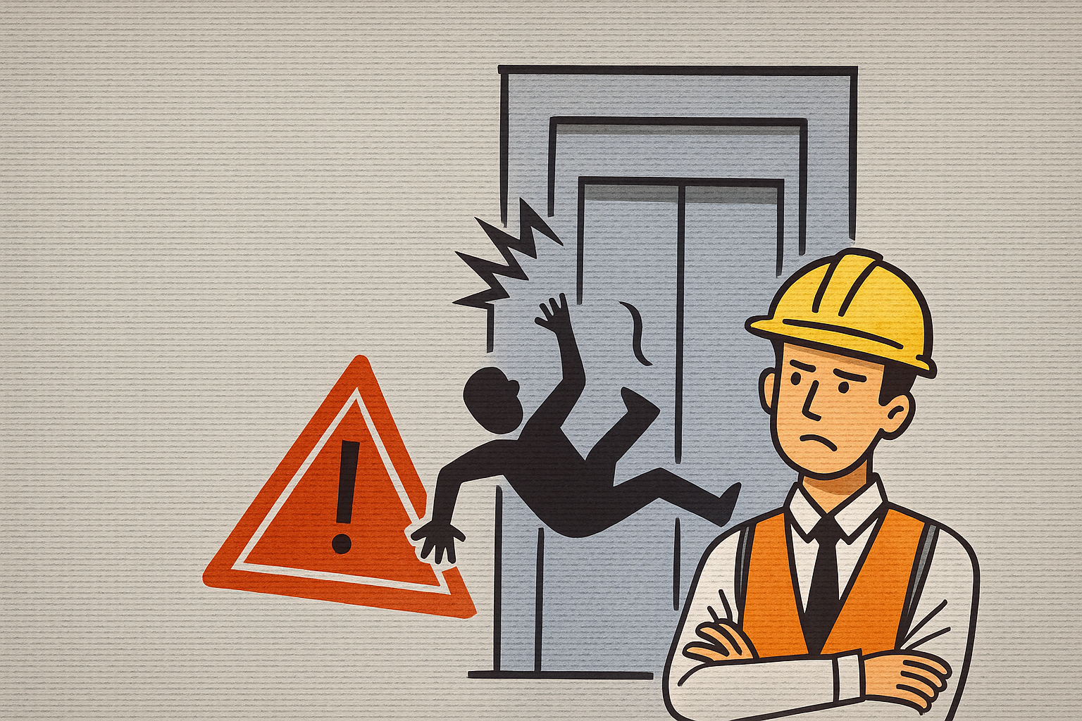 Poço do elevador, simbolizando fiscalização e manutenção